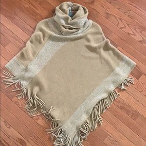 Tan poncho/cape with shimmer thread